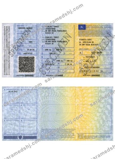 Poland vehicle registration certificate